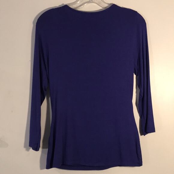 Cable and Gauge Blue Draped Blouse. M - Picture 4 of 5